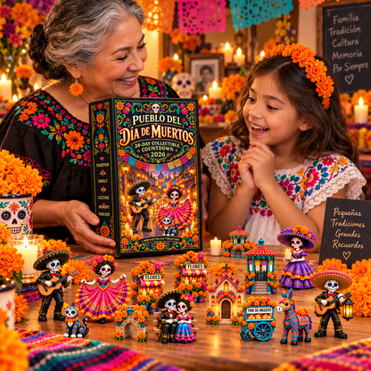 💀Pueblo del Día de Muertos 2026 – 24-Day Day of the Dead Collectible Countdown Calendar with 24 Unique Miniatures