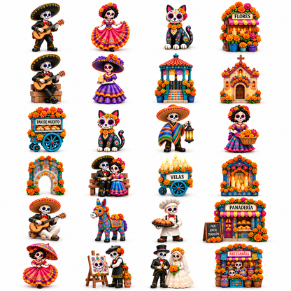 💀Pueblo del Día de Muertos 2026 – 24-Day Day of the Dead Collectible Countdown Calendar with 24 Unique Miniatures